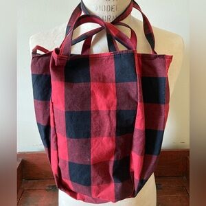 Amiacalva Red Plaid Easy Bag M — Cotton Two-Way Tote — Japan